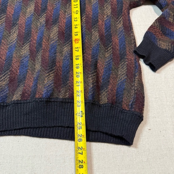 Vintage Hamer Reed Merino Wool Sweater Mens XL Suede Elbow Patch Navy Burgundy - Picture 5 of 7